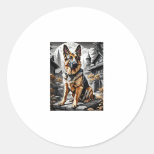 German Shepherd Dog Head Portrait Dog Lover Pet Ow Classic Round Sticker