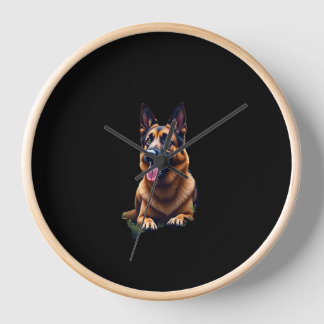 German Shepherd Dog Head Portrait Dog Lover Pet Ow Clock