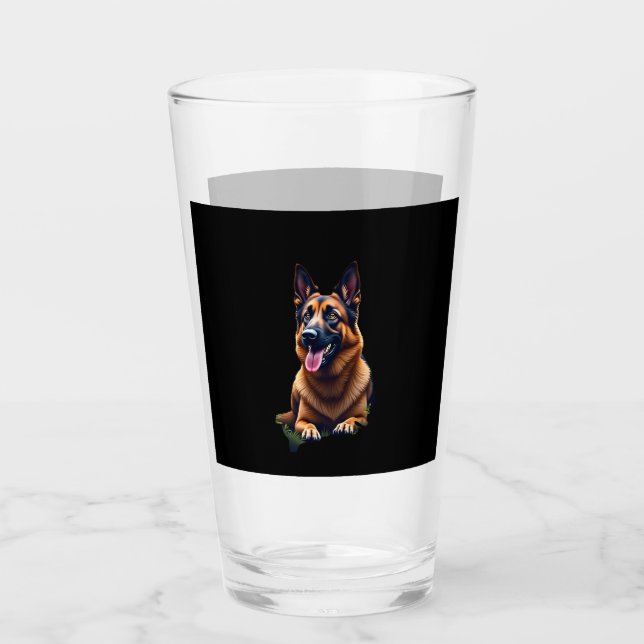 German Shepherd Dog Head Portrait Dog Lover Pet Ow Glass (Front)