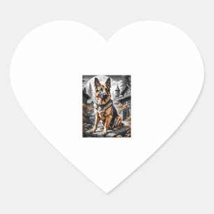 German Shepherd Dog Head Portrait Dog Lover Pet Ow Heart Sticker