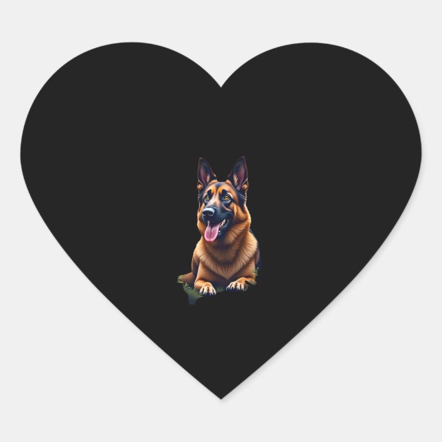 German Shepherd Dog Head Portrait Dog Lover Pet Ow Heart Sticker (Front)