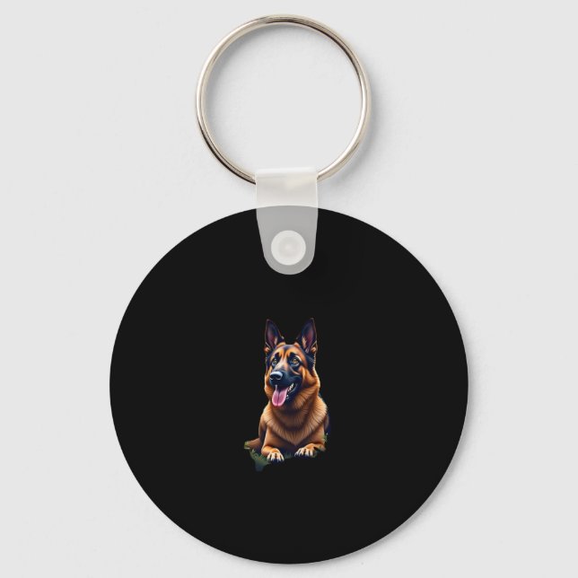 German Shepherd Dog Head Portrait Dog Lover Pet Ow Key Ring (Front)