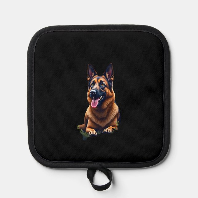 German Shepherd Dog Head Portrait Dog Lover Pet Ow Pot Holder (Front)