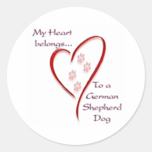 German Shepherd Dog Heart Belongs Classic Round Sticker