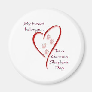 German Shepherd Dog Heart Belongs Magnet