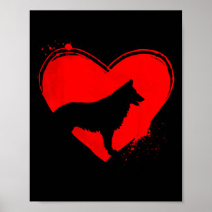 German Shepherd Dog Heart Shape Valentine Dog Love Poster