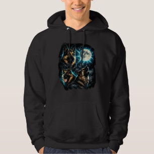 German shepherd dog  howling at the moon hoodie
