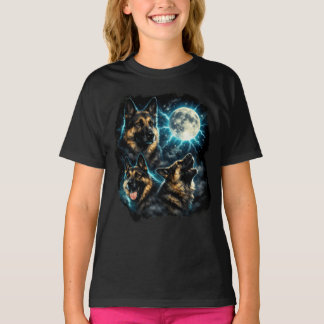 German shepherd dog howling at the moon T-Shirt