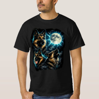 German shepherd dog howling at the moon T-Shirt