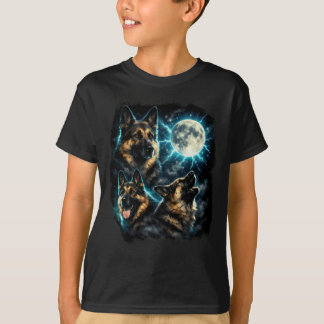 German shepherd dog howling at the moon T-Shirt