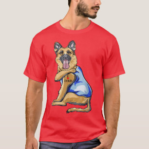 German Shepherd Dog I Love Dad Tattoo Funny Family T-Shirt
