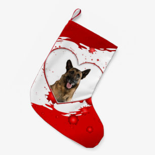 German Shepherd Dog in a Heart Christmas Stocking