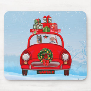 German Shepherd Dog In Car With Santa Claus Mouse Mat