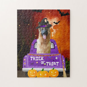 German Shepherd Dog in Halloween Truck Jigsaw Puzzle