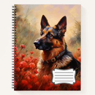 German Shepherd dog in poppies Notebook
