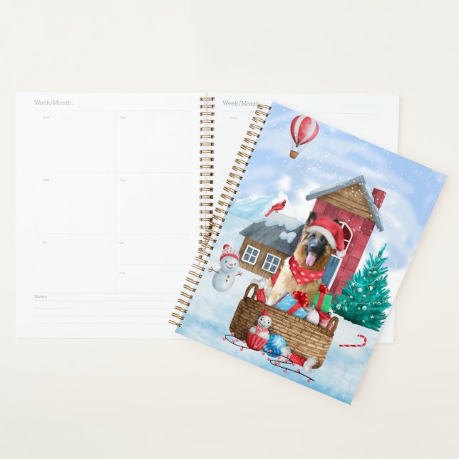 German Shepherd Dog In snow Christmas Dog House Planner (Display)