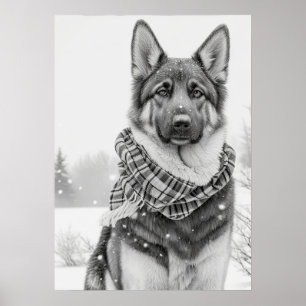 German Shepherd Dog in Snow Poster