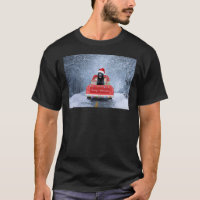 German Shepherd Dog In Snow Sitting In Christmas T