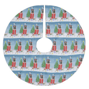 German Shepherd Dog in Snow with Christmas Gifts Brushed Polyester Tree Skirt
