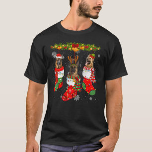 German Shepherd Dog In Socks Christmas Lights Swea T-Shirt