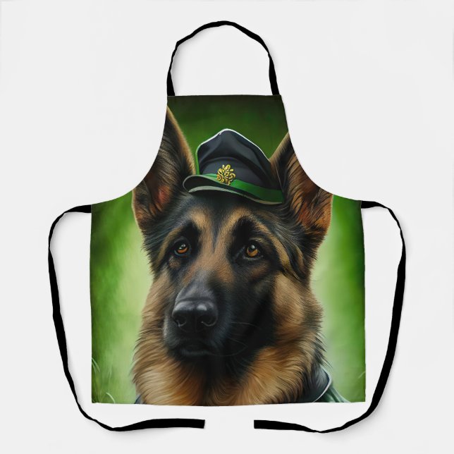 German Shepherd Dog in St. Patrick's Day Dress Apron (Front)