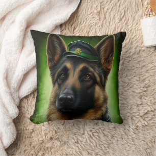 German Shepherd Dog in St. Patrick's Day Dress Cushion