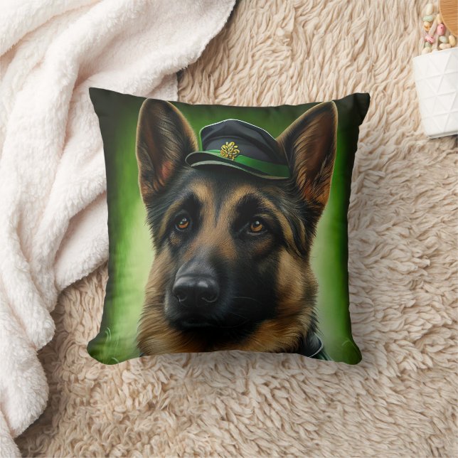 German Shepherd Dog in St. Patrick's Day Dress  Cushion (Blanket)