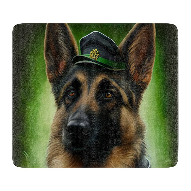 German Shepherd Dog in St. Patrick's Day Dress Cutting Board (Front)