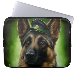 German Shepherd Dog in St. Patrick's Day Dress Laptop Sleeve