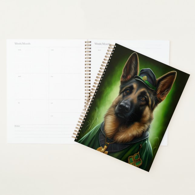 German Shepherd Dog in St. Patrick's Day Dress Planner (Display)