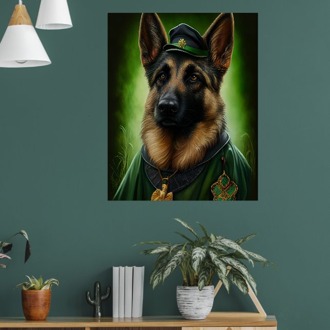 German Shepherd Dog in St. Patrick's Day Dress Poster (Living Room 1)