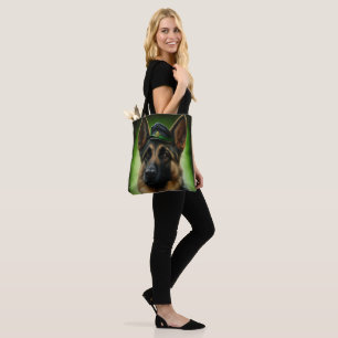German Shepherd Dog in St. Patrick's Day Dress Tote Bag