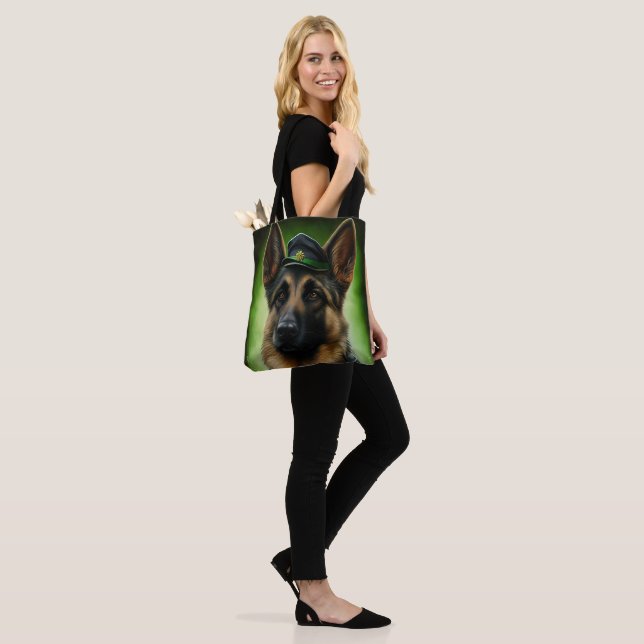 German Shepherd Dog in St. Patrick's Day Dress Tote Bag (On Model)