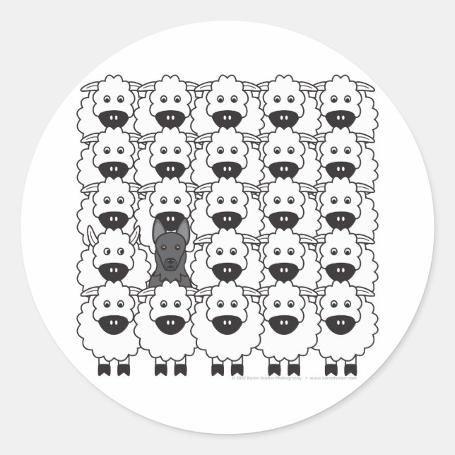 German Shepherd Dog in the Sheep Classic Round Sticker (Front)