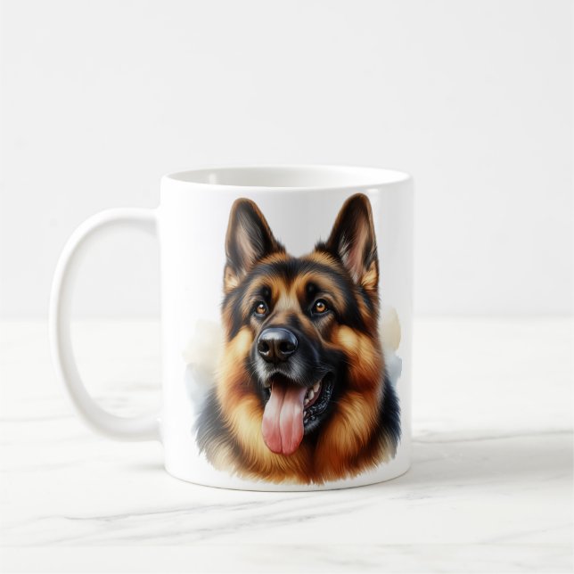 German Shepherd Dog in Watercolor Coffee Mug (Left)