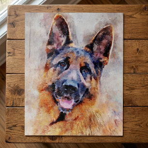 German Shepherd Dog in Watercolor Portrait Jigsaw Puzzle