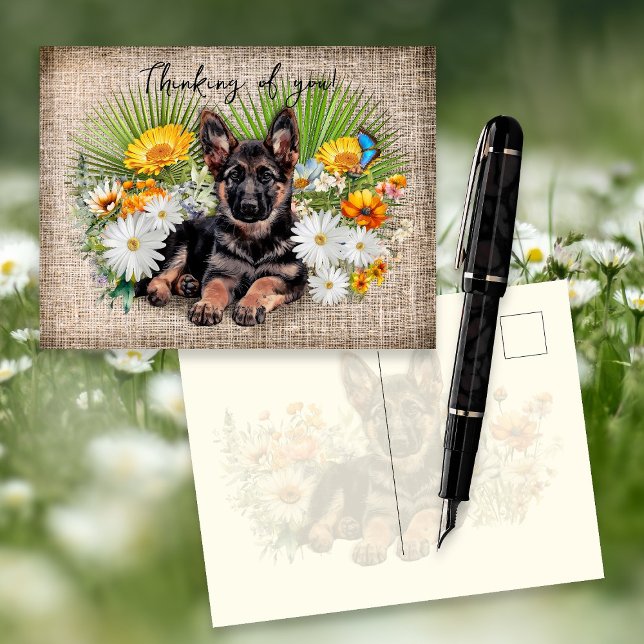 German Shepherd Dog in Wildflowers Custom Postcard (Creator Uploaded)