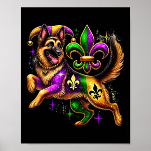 German Shepherd Dog Lover Cute Mardi Gras Carnival Poster