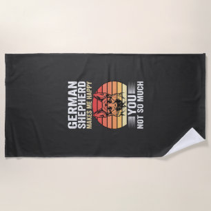 German Shepherd Dog Lover Funny Retro Beach Towel