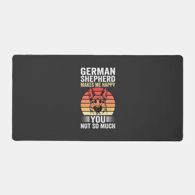 German Shepherd Dog Lover Funny Retro Desk Mat (Front)