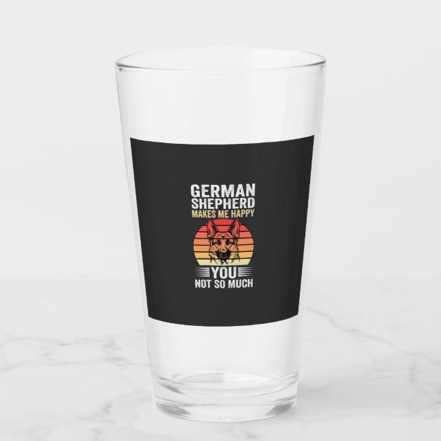 German Shepherd Dog Lover Funny Retro Glass (Front)