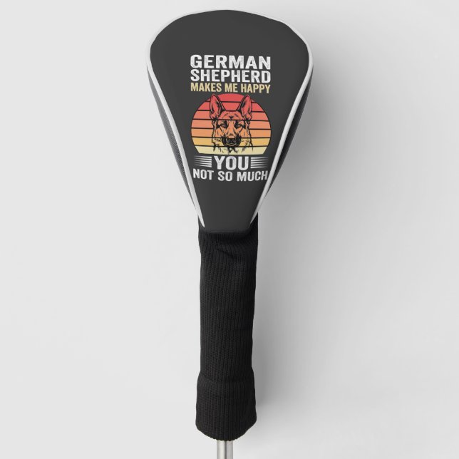 German Shepherd Dog Lover Funny Retro Golf Head Cover (Front)