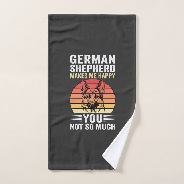 German Shepherd Dog Lover Funny Retro Hand Towel (Hand Towel)