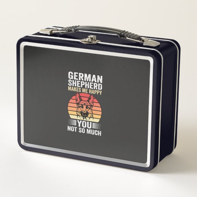 German Shepherd Dog Lover Funny Retro Metal Lunch Box (Front)