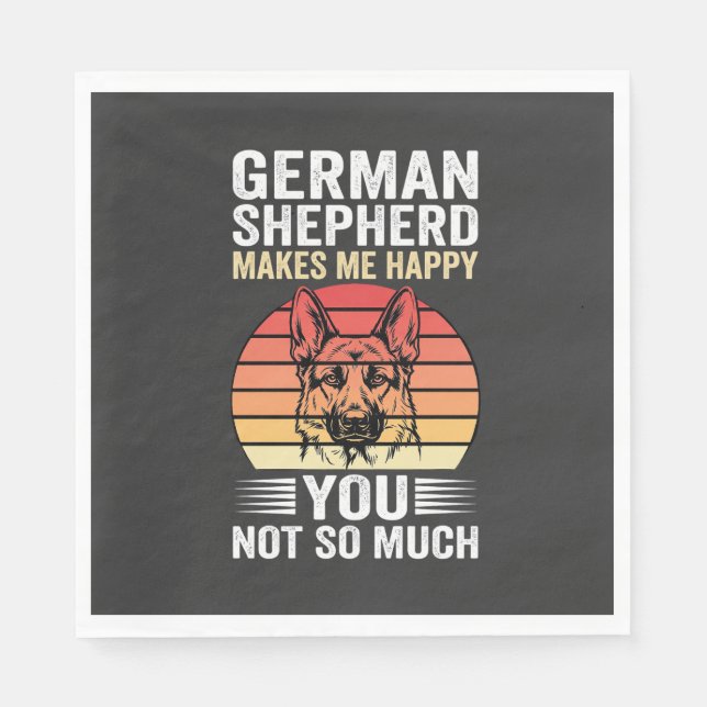 German Shepherd Dog Lover Funny Retro Napkin (Front)