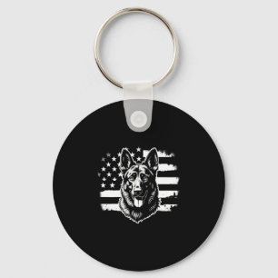 German Shepherd Dog Lover USA American Flag 4th Key Ring