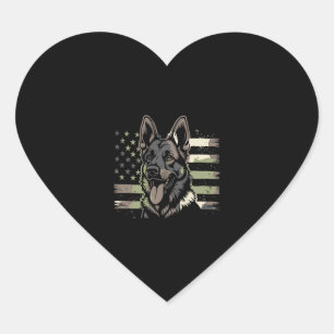 German Shepherd Dog Lover USA American Flag 4th Of Heart Sticker