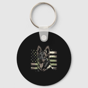 German Shepherd Dog Lover USA American Flag 4th Of Key Ring