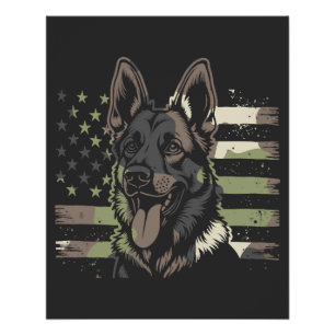 German Shepherd Dog Lover USA American Flag 4th Of Poster