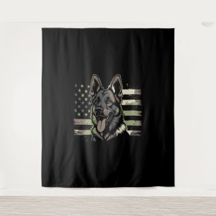 German Shepherd Dog Lover USA American Flag 4th Of Tapestry